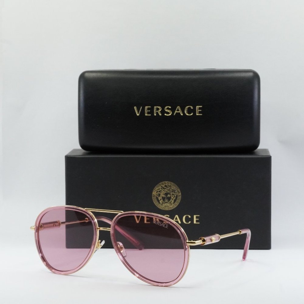 Versace Pink Gold Aviator Sunglasses